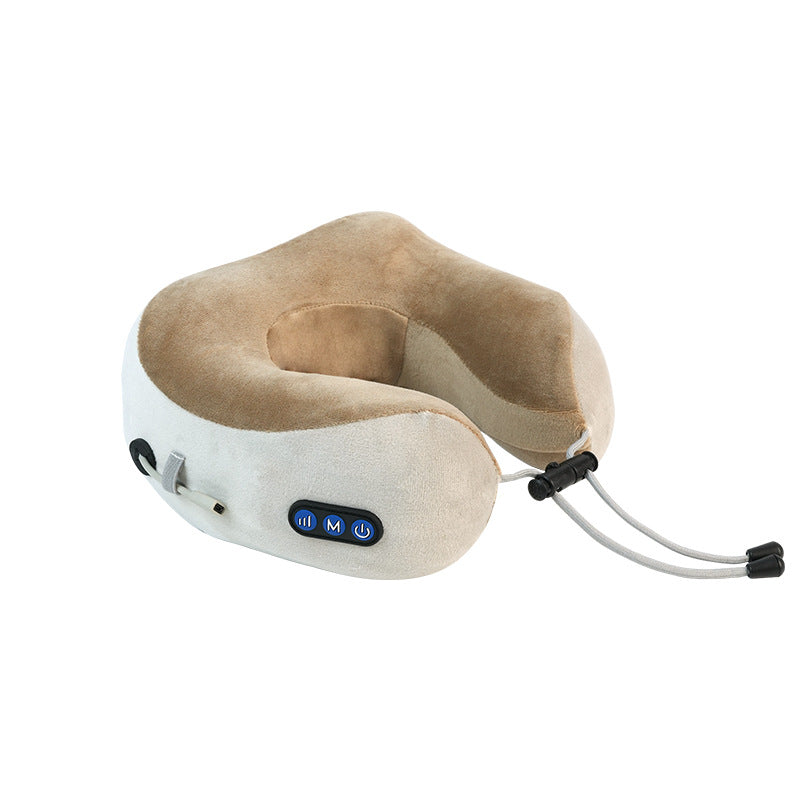 U-Shaped Neck Massage Pillow – Electric Memory Foam Travel Support
