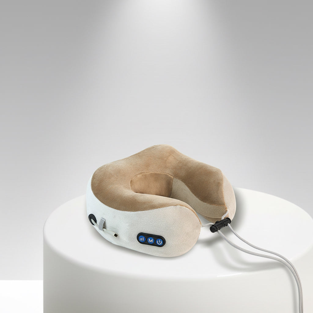 U-Shaped Neck Massage Pillow – Electric Memory Foam Travel Support