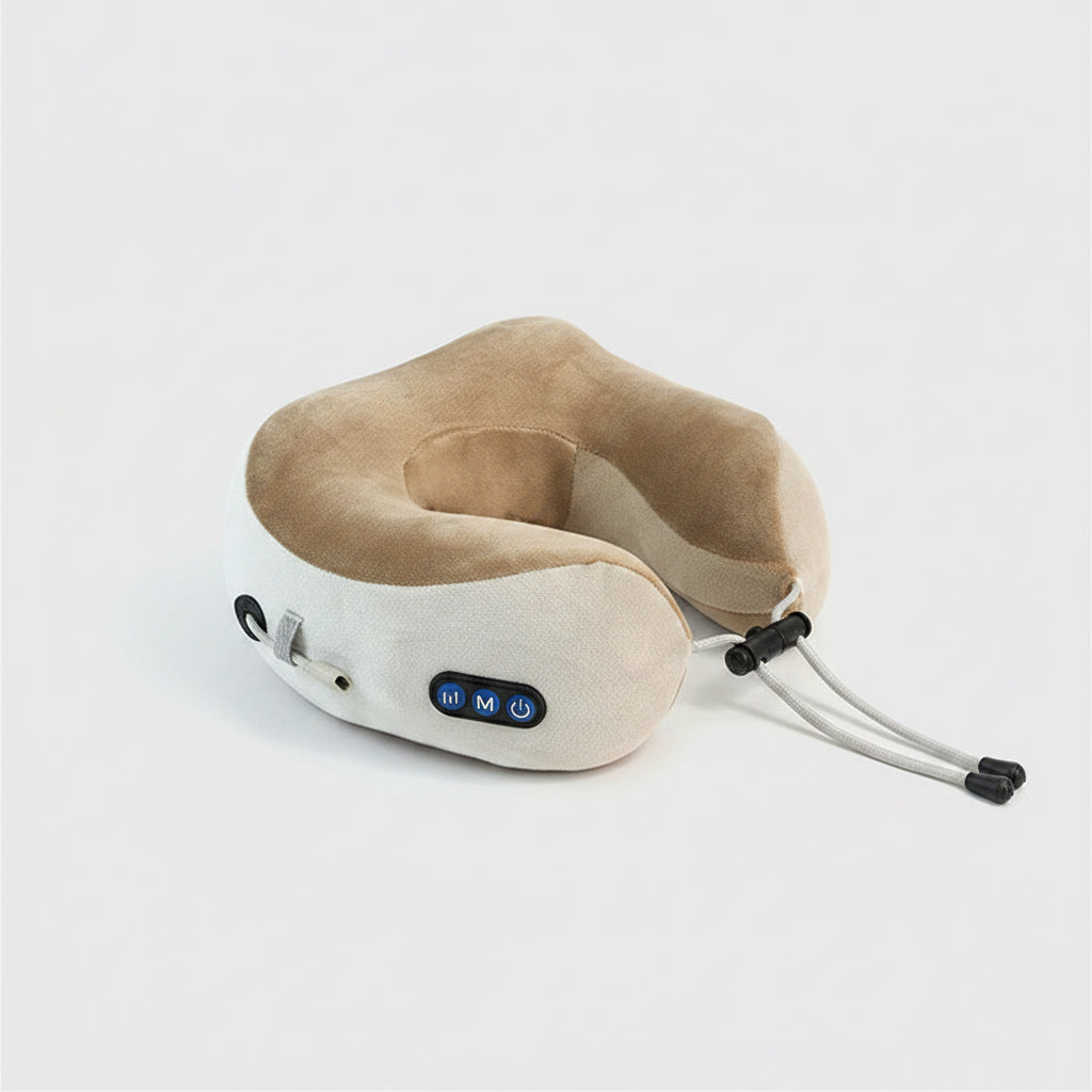 U-Shaped Neck Massage Pillow – Electric Memory Foam Travel Support