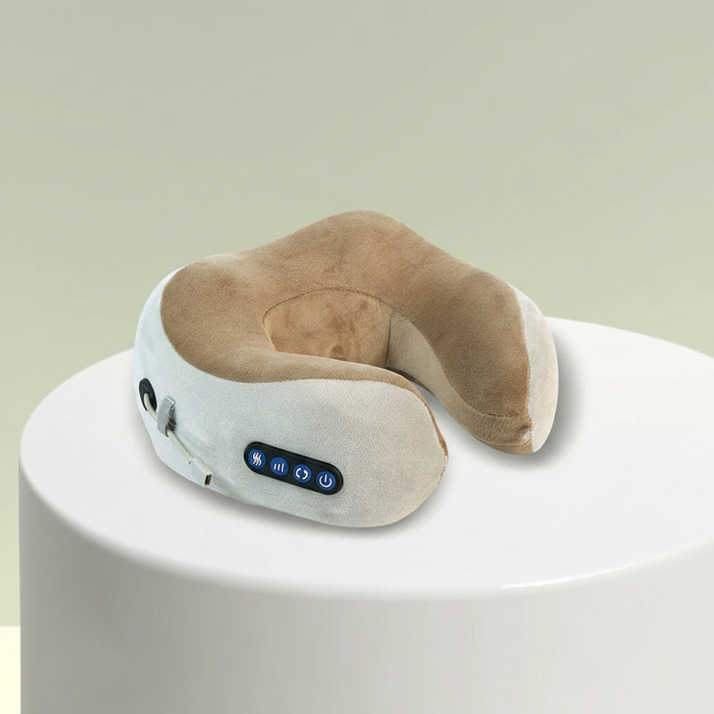 U-Shaped Neck Massage Pillow – Electric Memory Foam Travel Support