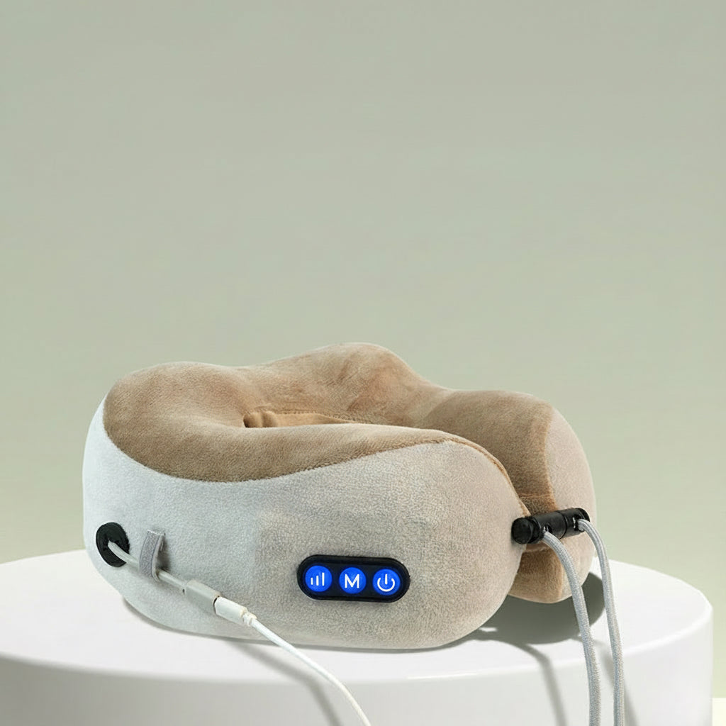 U-Shaped Neck Massage Pillow – Electric Memory Foam Travel Support